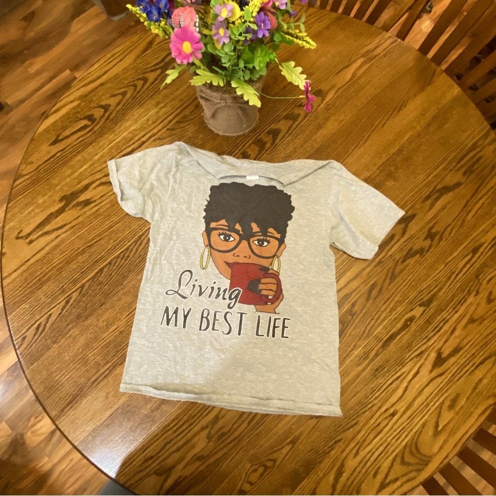Port&Co “Living my best life” Sz M short sleeve tee shirt.